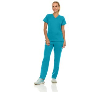 Medichic Women's Medical Scrubs Set- V-Neck with Flare Pant - 1 of 4