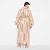 Pride Adult Rainbow Woven Tie-Waist Reversible Robe - Ivory Striped - 2 of 3