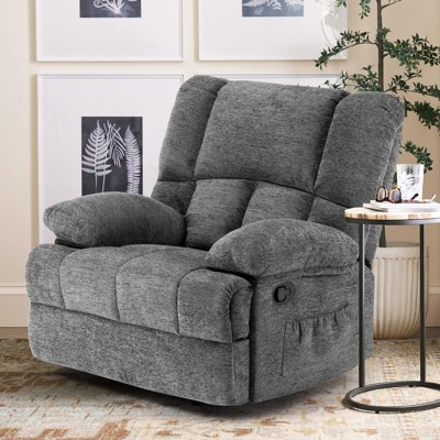 Lirago,Gray,Compact Swivel Rocker Recliner Chair for Adults -Black Metal Frame for Small Spaces