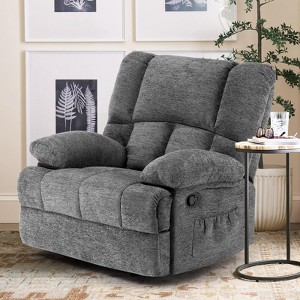 Lirago,Gray,Compact Swivel Rocker Recliner Chair for Adults -Black Metal Frame for Small Spaces - 1 of 4