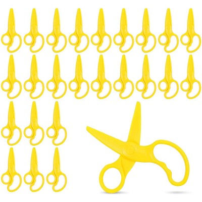 24-Pack Preschool and Kindergarten Safety Scissors with Plastic Blade for Kids Toddlers (Yellow, 5 inches)
