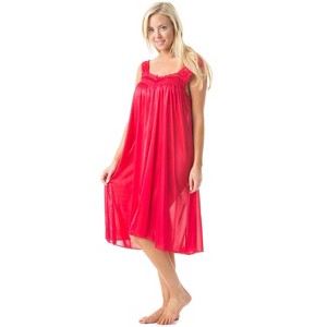 Casual Nights Women's Satin Lace Sleeveless Night Gown - 1 of 2