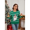 Coolmee Women’s Casual Sweaters Knitted Pullover Striped Christmas Sweaters Long Sleeve Crew Neck Sequin Santa Clause Jumper Tops M Green - 2 of 4