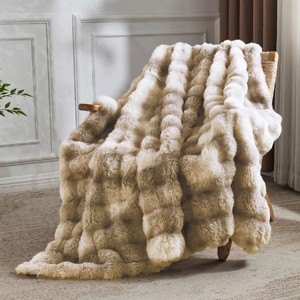 Cozy Throw Blanket, Faux Rabbit Fur Reversible Fleece Blanket, Anti-Shedding Machine Washable Chirstmas Blanket for Sofa/Bedroom/Winter Gift - 1 of 4