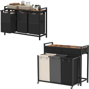 Heybly Laundry Hampers, 126L Laundry Basket with 3 Section Pull-Out Rolling Bags - 1 of 3