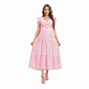 Women Casual Wrap V Neck Ruffle Hem Midi Sun Dress with Belt - 2 of 3