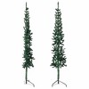 vidaXL Slim Artificial Half Christmas Tree – Wall-Placed Space-Saving Christmas Decoration - Green PVC Foliage and Sturdy Steel Stand - 150 cm Tall - 4 of 4
