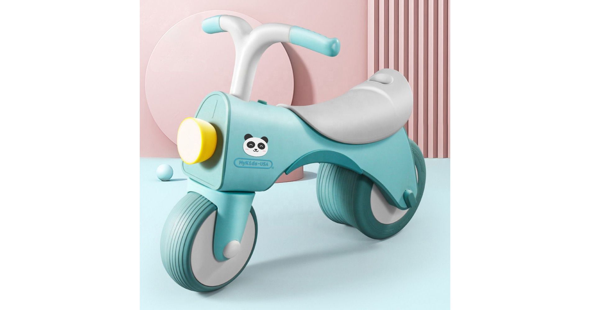 MyKids-USA 5-in-1 Musical Balance Bike – Wide Wheels, Lights & Anti-Rollover Safety.