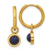 Chisel Stainless Steel Yellow IP-plated with Removeable Blue Sodalite Dangle Hinged Hoop Earrings - 2 of 4