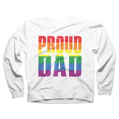 Adult Design By Humans Rainbow Pride Proud Dad By Luckyst Sweatshirt - White - 2X Large