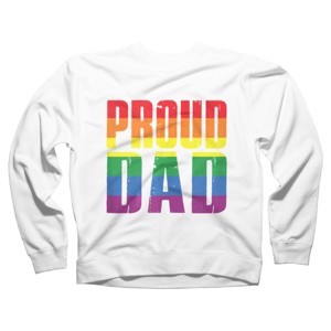 Adult Design By Humans Rainbow Pride Proud Dad By Luckyst Sweatshirt - White - 2X Large - 1 of 2