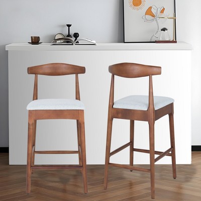 Akoasm Upholstered 24 Inch Solid Wood Kitchen Dinning Chairs Stools with Wood Legs-Light Grey