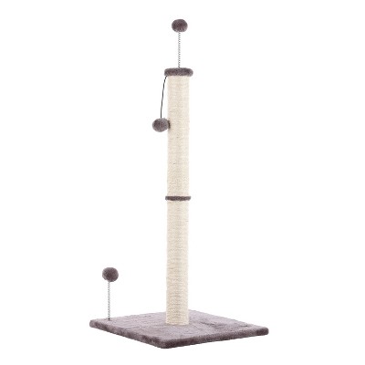Rylie Farmhouse Sisal Pillar Cat Scratching Post with Fuzzy Toys and Spring Balls