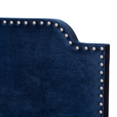 Darcy Full Navy Velvet Upholstered Bed with Nailhead Trim