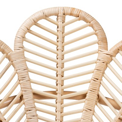 Bianca Natural Brown Rattan Floral Bohemian Accent Chair