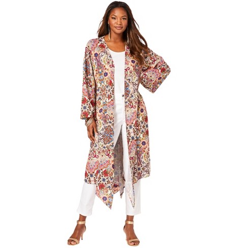 Roaman's Women's Plus Size Sequin Duster Jacket