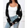 Women's Cropped Cardigan Sweater Floral Shrugs Long Sleeve Open Front Knit Top - 2 of 4