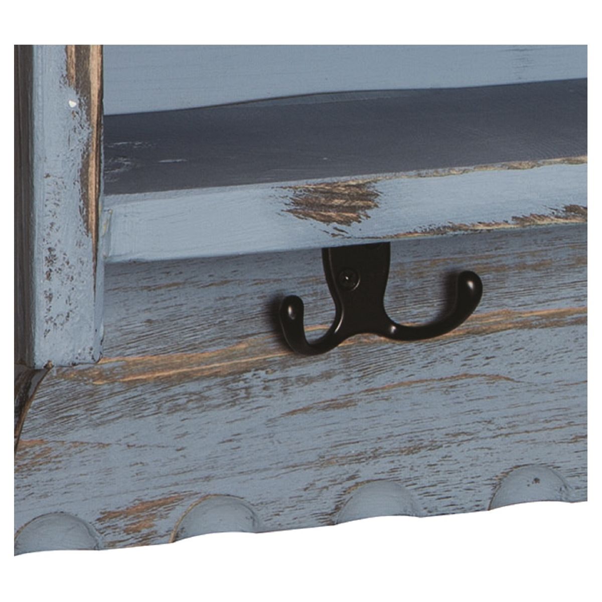 Country Cottage Antiqued Wood Coat Hooks and Storage Bench Set - Alaterre Furniture - thumbnail 7