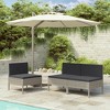 vidaXL 3-Piece Patio Chairs with Cushions - Weather-resistant Outdoor Furniture Set with Gray Poly Rattan and Anthracite Cushions - 2 of 4