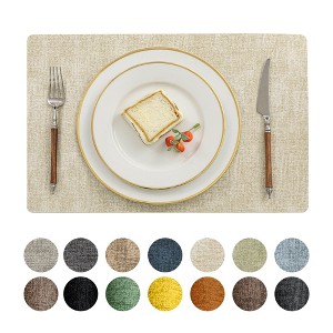 Aoibox Vinyl Placemats Set - Heat Resistant, Waterproof, Oilproof, Wipeable, Reversible Faux Leather Table Mats for Kitchen, Dining, Party Use,6Pcs - 1 of 4
