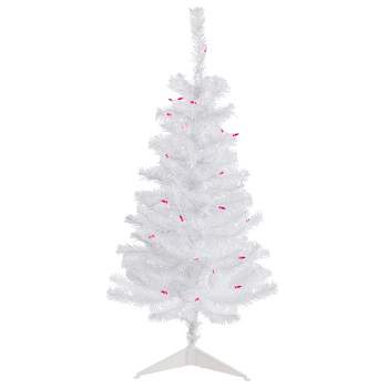 Northlight 3' Pre-Lit Woodbury White Pine Slim Artificial Christmas Tree, Pink Lights