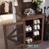 OKD 23″ Wide Hall Tree with 6 Shoe Cubbies & 5 Coat Hooks, Farmhouse Entryway Hutch with adjustable shelves - 3 of 4