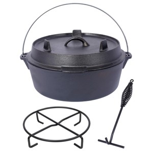 ChicFurnit Pots and Pans 6 Quart Outdoor Camping Deep Pot with Iron Pot Rack Portable Cookware for Camping Cooking BBQ, Black, 12.5"*13.7"*6.5" - 1 of 4