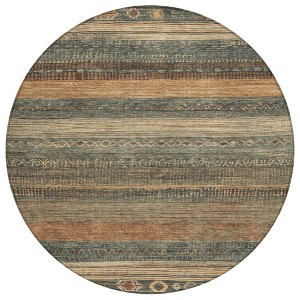 HomeRoots 8' Fern Green And Rust Round Aztec Washable Indoor Outdoor Area Rug - 1 of 4