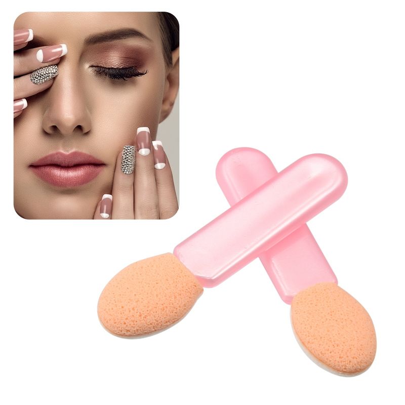 Unique Bargains Dual Sides EyeShadow Makeup Applicators Short Sponge Brushes Pink White 50 Pcs, 2 of 7