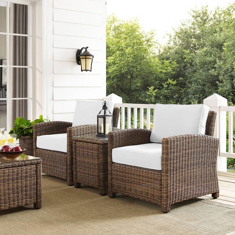 Bradenton 3pc Outdoor Wicker Seating Set with Side Table & 2 Arm Chairs - Crosley, 3 of 10