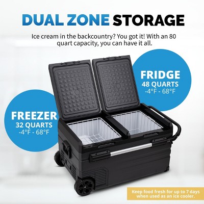 Newair 80 Qt Black Electric Portable Camping Cooler with Wheels
