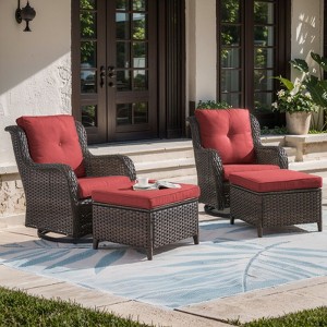 Gymojoy Outdoor Swivel Chair with Ottoman High Back Glider Chair with Soft Cushion - 1 of 4
