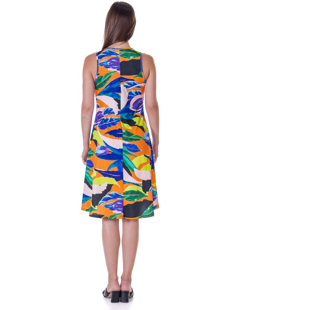 24seven Comfort Apparel Womens Multicolor Sleeveless Knee Length Tank Swing Dress - thumbnail 3