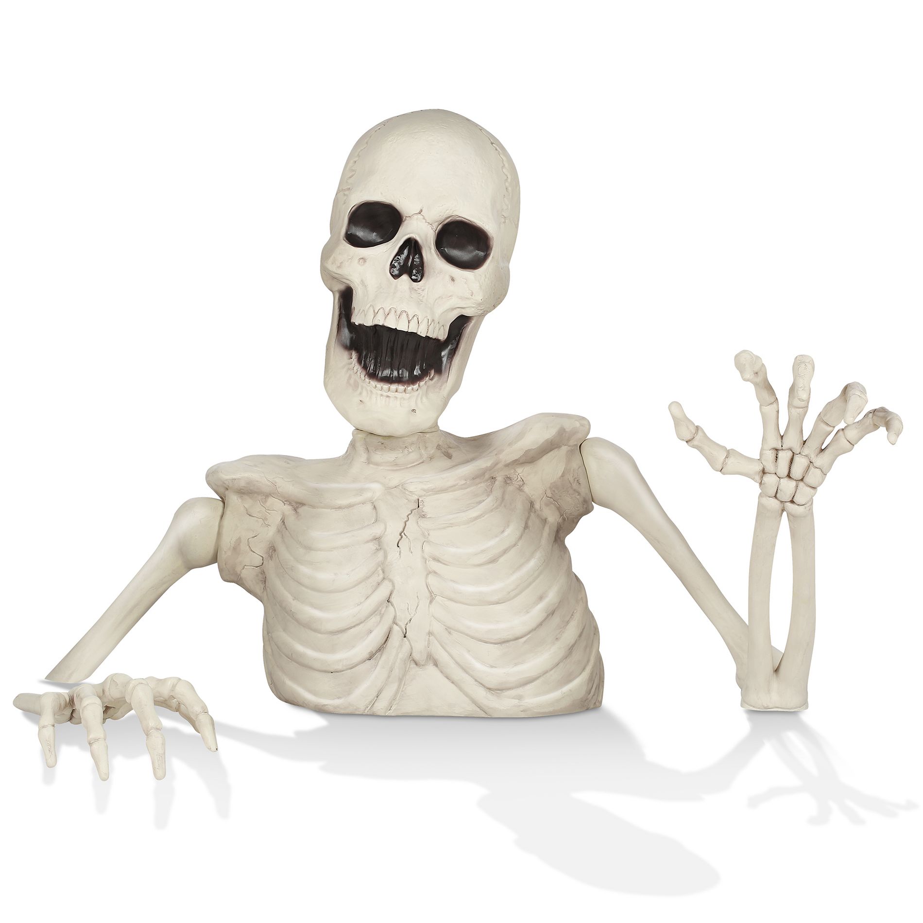 BOO BOX 35"  Groundbreaking Skeleton, White  - Exterior Halloween Decorations for Yard
