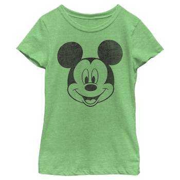 Girl's Mickey & Friends Smiling Mickey Mouse Distressed T-Shirt