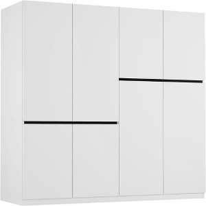 TIRAMISUBEST 74in  Tall White 4-Door Wardrobe Armoire Closet with Hanging Rods – Large Capacity Freestanding Storage Cabinet for Bedroom - 1 of 4