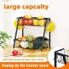 Simple Trending 2 Tier Fruit Basket Metal Wire with 4 Banana Hooks - 3 of 4