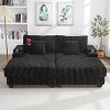 Loveseat Sofa Double Chaise Lounge Sleeper Sofa Bed Recliner Couch with Adjustable Back, Phone Holder, Cup Holders & Storage Compartments - ModernLuxe - 2 of 4