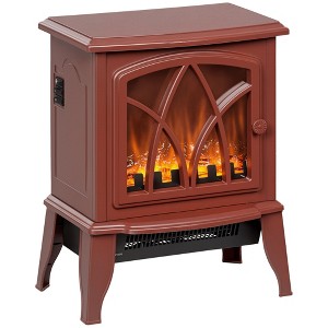 HOMCOM Electric Fireplace Heater, Fireplace Stove with Realistic LED Flames and Logs and Overheating Protection, 750W/1500W, Red - 1 of 4