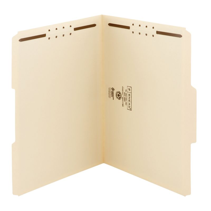Smead Fastener File Folder, 2 Fasteners, Reinforced 1/3-Cut Tab, Letter Size, Manila, 50 each per Box  (14537), 3 of 12
