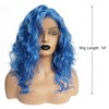 Unique Bargains Women's Halloween Medium Long Fluffy Curly Wavy Lace Front Wigs with Wig Cap 14" Blue 1PC - 2 of 4