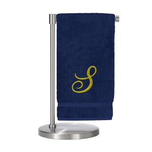 BC BARE COTTON Monogrammed Bath Towel, Personalized Gift, 27 x 54 inches - Set of 1 - Navy - Gold Script - 1 of 4