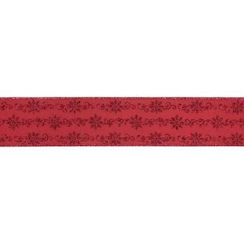 Northlight Red Glittered Poinsettia Christmas Wired Craft Ribbon 2.5" x 10 Yards