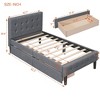 Twin Size Upholstered Platform Bed with 2 Drawers Gray - 2 of 4