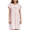 YafeMarte Women’s Short Sleeve Soft Cotton Knit with Lace Trim and Embroidered Yoke & Satin Bow Nightgown, Blue 1X - 2 of 4