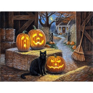 Sunsout Cat o Lantern 500 pc  Halloween Jigsaw Puzzle 51101 - 1 of 4