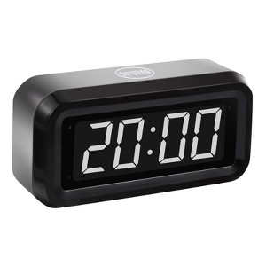 Aoibox Digital Alarm Clock with LED Display for Bedrooms, Long Lasting, 3 Brightness Levels, 12/24 Hour Mode, Snooze, Black Case with White Digits - 1 of 4