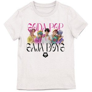 KPop Demon Hunters Saja Boys Soda Pop Youth Girl White Short Sleeve Tee - 1 of 2