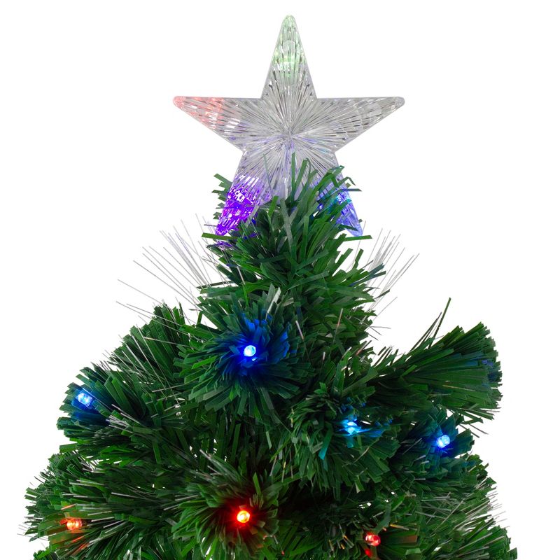 Northlight 4' Prelit Artificial Christmas Tree LED Color Changing Fiber Optic with Star Tree Topper - Multicolor Lights, 4 of 10