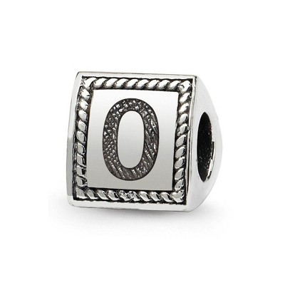 Black Bow Jewelry Triangle Block, Number 0 Sterling Silver Bead Charm